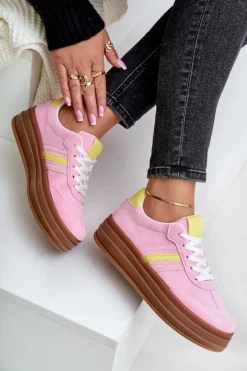 Hot Boto Sneakersy Damskie Na Platformie Różowe Dravinnia