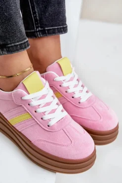Hot Boto Sneakersy Damskie Na Platformie Różowe Dravinnia