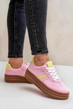 Hot Boto Sneakersy Damskie Na Platformie Różowe Dravinnia