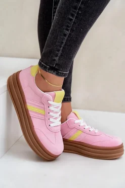 Hot Boto Sneakersy Damskie Na Platformie Różowe Dravinnia