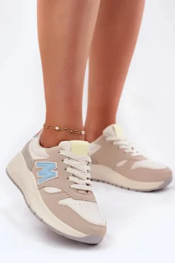 Damskie Evento Sneakersy Damskie Na Platformie Beżowe Tenanela