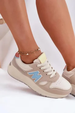 Damskie Evento Sneakersy Damskie Na Platformie Beżowe Tenanela