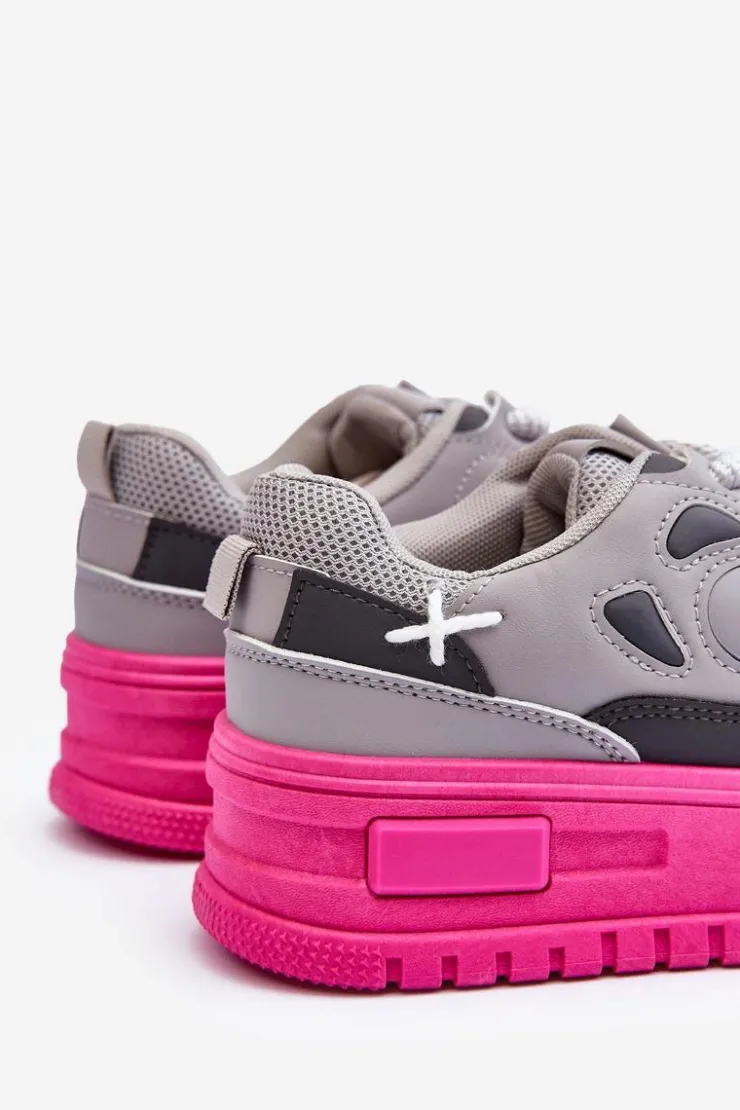 Damskie Boto Sneakersy Damskie Na Platformie Szare Finos