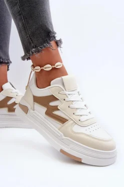 Online Boto Sneakersy Damskie Na Platformie Z Eko Skóry Beżowe Lynnette Beżowy