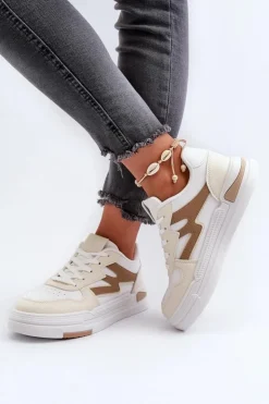 Online Boto Sneakersy Damskie Na Platformie Z Eko Skóry Beżowe Lynnette Beżowy