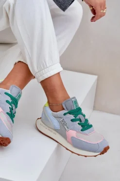 Sale Big Star Shoes Sneakersy Damskie Na Platformie Memory Foam System Big Star NN274682 Niebieskie