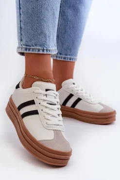 Boto Buty Sportowe Na Platformie|Sneakersy Damskie*Sneakersy Damskie Na Platformie Białe Egelia Biały