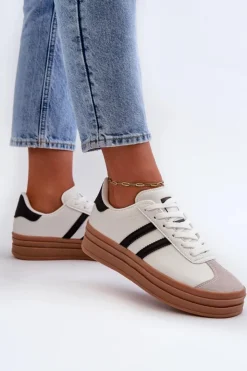 Boto Buty Sportowe Na Platformie|Sneakersy Damskie*Sneakersy Damskie Na Platformie Białe Egelia Biały