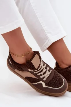 Boto Buty Sportowe Na Platformie|Sneakersy Damskie*Sneakersy Damskie Na Platformie Z Futerkiem Typu Baranek Brązowe Frelina