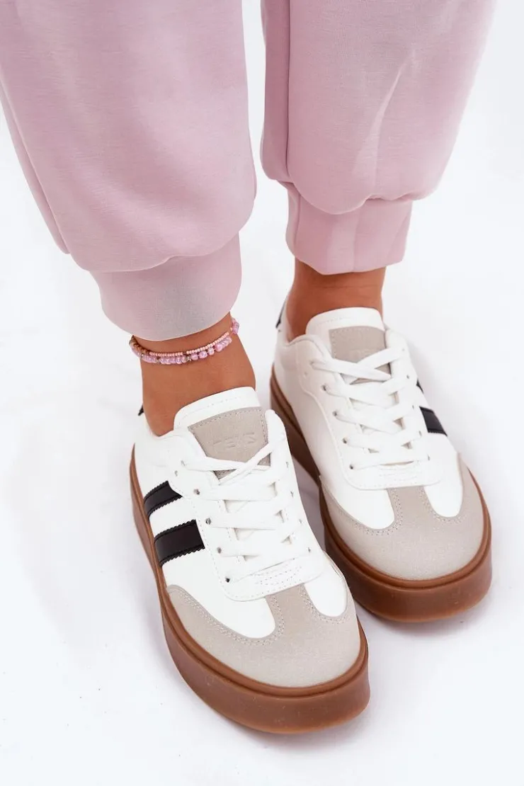 Boto Sneakersy Damskie*Sneakersy Damskie Na Platformie Z Eko Skóry Białe Elaraven