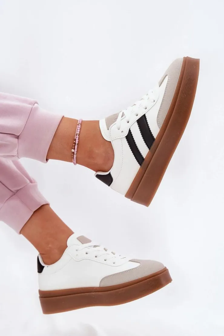 Boto Sneakersy Damskie*Sneakersy Damskie Na Platformie Z Eko Skóry Białe Elaraven