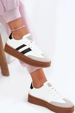 Boto Sneakersy Damskie*Sneakersy Damskie Na Platformie Z Eko Skóry Białe Elaraven