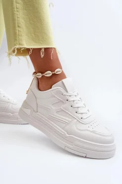 Boto Buty Sportowe Na Platformie|Sneakersy Damskie*Sneakersy Damskie Na Platformie Z Eko Skóry Białe Lynnette Biały