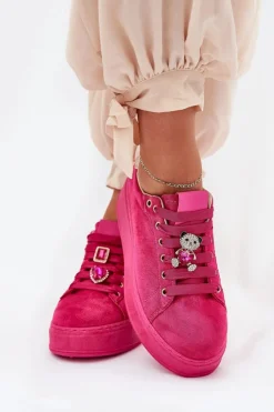 Damskie Boto Sneakersy Damskie Na Platformie Z Misiem Fuksja Vailina
