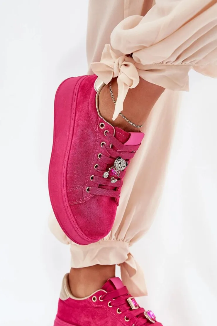 Damskie Boto Sneakersy Damskie Na Platformie Z Misiem Fuksja Vailina