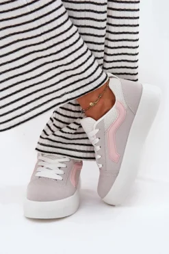 Sale Boto Sneakersy Damskie Na Platformie Szare Tellnira Szary