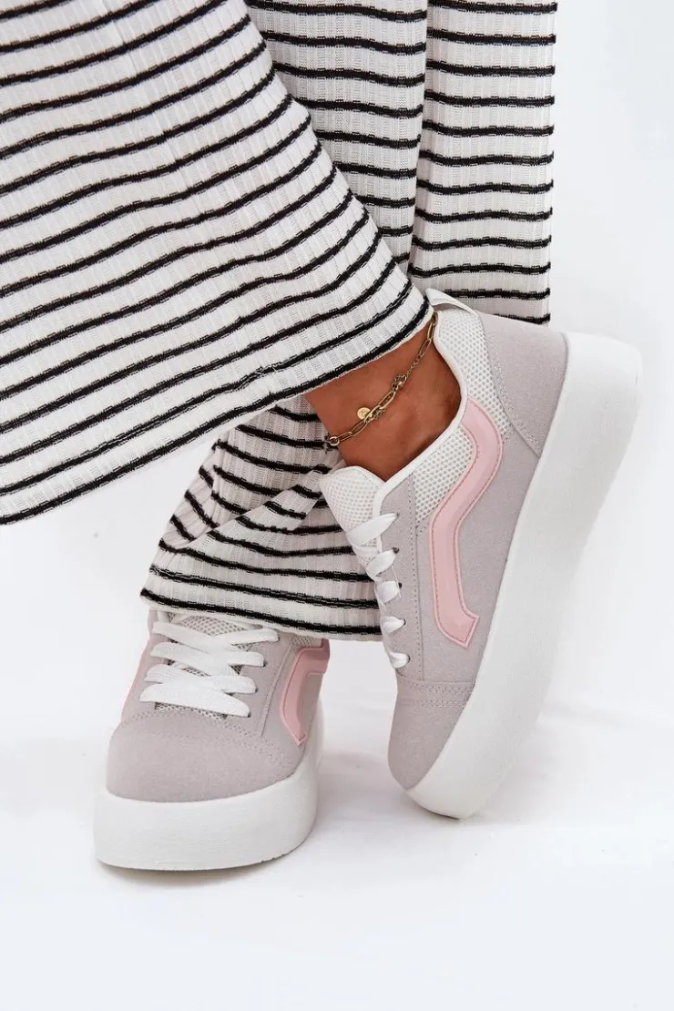 Sale Boto Sneakersy Damskie Na Platformie Szare Tellnira Szary