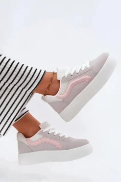 Sale Boto Sneakersy Damskie Na Platformie Szare Tellnira Szary