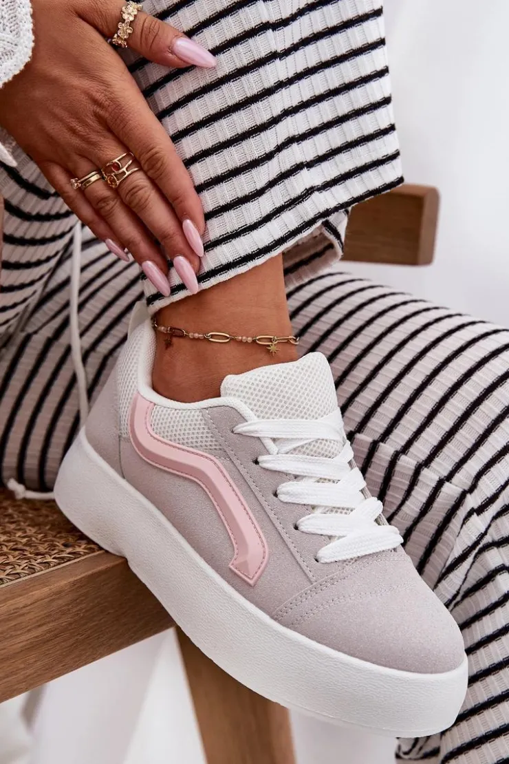 Sale Boto Sneakersy Damskie Na Platformie Szare Tellnira Szary