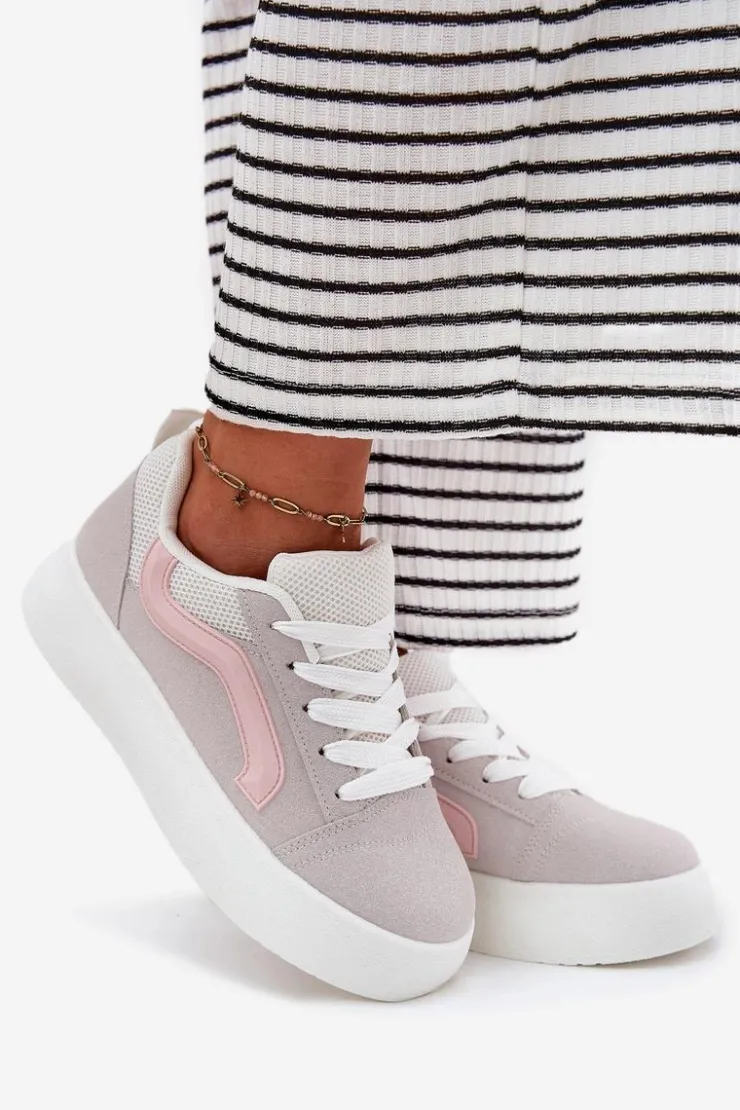 Sale Boto Sneakersy Damskie Na Platformie Szare Tellnira Szary