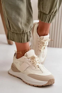 Best Boto Sneakersy Damskie Na Platformie Beżowe Nevelaine