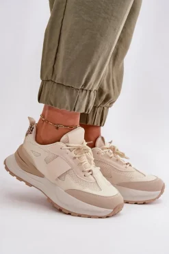 Best Boto Sneakersy Damskie Na Platformie Beżowe Nevelaine