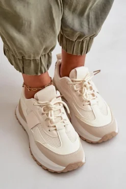 Best Boto Sneakersy Damskie Na Platformie Beżowe Nevelaine
