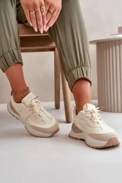 Best Boto Sneakersy Damskie Na Platformie Beżowe Nevelaine