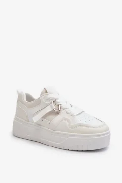 Damskie Boto Sneakersy Damskie Na Platformie Z Eko Skóry Białe Moun