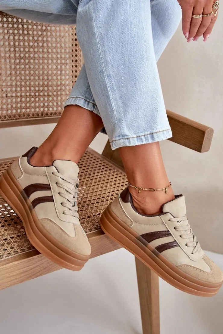 Discount Evento Sneakersy Damskie Na Platformie Brązowe Nesonice