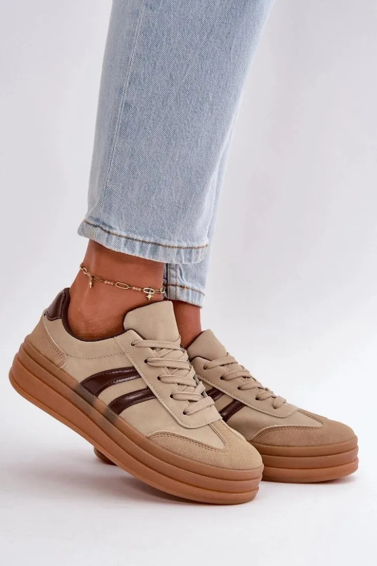 Discount Evento Sneakersy Damskie Na Platformie Brązowe Nesonice