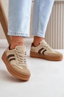 Discount Evento Sneakersy Damskie Na Platformie Brązowe Nesonice