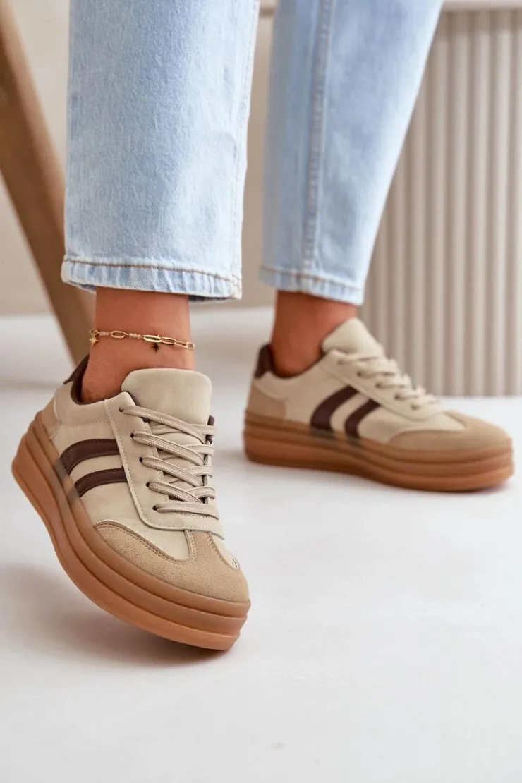 Discount Evento Sneakersy Damskie Na Platformie Brązowe Nesonice