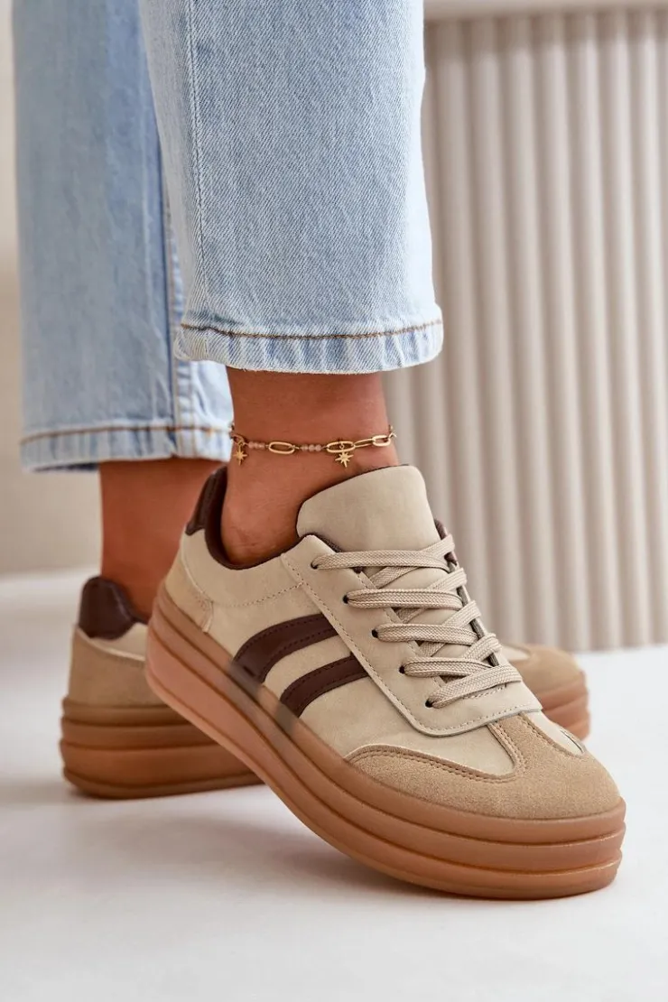 Discount Evento Sneakersy Damskie Na Platformie Brązowe Nesonice