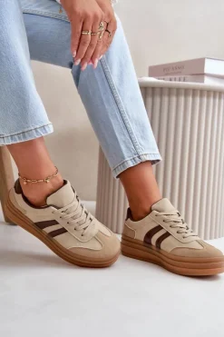 Discount Evento Sneakersy Damskie Na Platformie Brązowe Nesonice