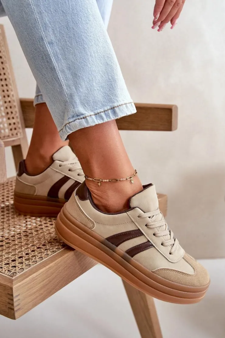 Discount Evento Sneakersy Damskie Na Platformie Brązowe Nesonice