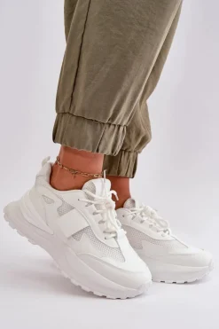 Boto Sneakersy Damskie*Sneakersy Damskie Na Platformie Białe Nevelaine
