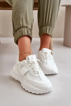 Boto Sneakersy Damskie*Sneakersy Damskie Na Platformie Białe Nevelaine