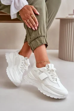 Boto Sneakersy Damskie*Sneakersy Damskie Na Platformie Białe Nevelaine