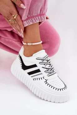 Boto Buty Sportowe Na Platformie|Sneakersy Damskie*Sneakersy Damskie Na Platformie Biało-Czarne Ofenale Biały