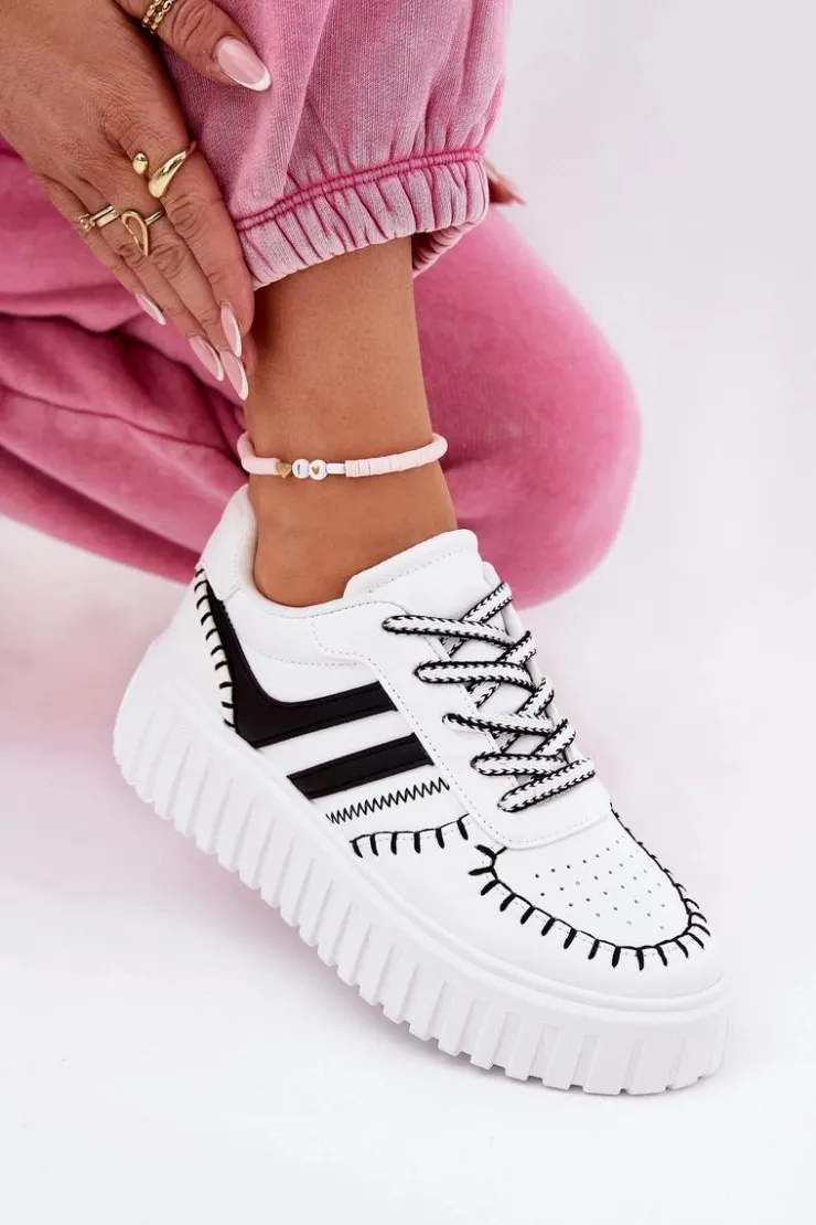 Boto Buty Sportowe Na Platformie|Sneakersy Damskie*Sneakersy Damskie Na Platformie Biało-Czarne Ofenale Biały