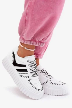 Boto Buty Sportowe Na Platformie|Sneakersy Damskie*Sneakersy Damskie Na Platformie Biało-Czarne Ofenale Biały