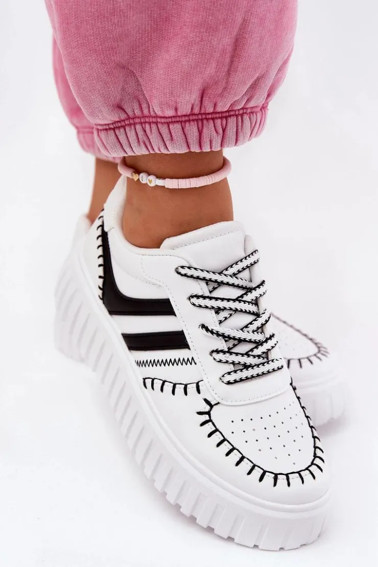 Boto Buty Sportowe Na Platformie|Sneakersy Damskie*Sneakersy Damskie Na Platformie Biało-Czarne Ofenale Biały