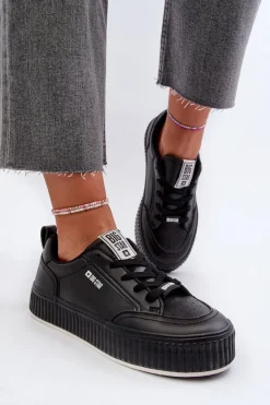 Big Star Shoes Buty Sportowe Big Star|Sneakersy Damskie*Sneakersy Damskie Na Platformie Big Star NN274255 Czarne Czarny