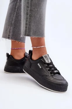 Big Star Shoes Buty Sportowe Big Star|Sneakersy Damskie*Sneakersy Damskie Na Platformie Big Star NN274255 Czarne Czarny