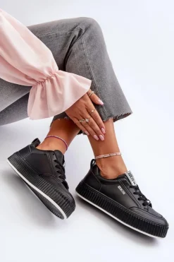 Big Star Shoes Buty Sportowe Big Star|Sneakersy Damskie*Sneakersy Damskie Na Platformie Big Star NN274255 Czarne Czarny