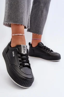Big Star Shoes Buty Sportowe Big Star|Sneakersy Damskie*Sneakersy Damskie Na Platformie Big Star NN274255 Czarne Czarny