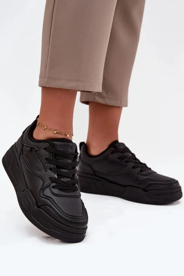 Discount Big Star Shoes Sneakersy Damskie Na Platformie Big Star SS274589 HI-POLY SYSTEM Czarne Czarny