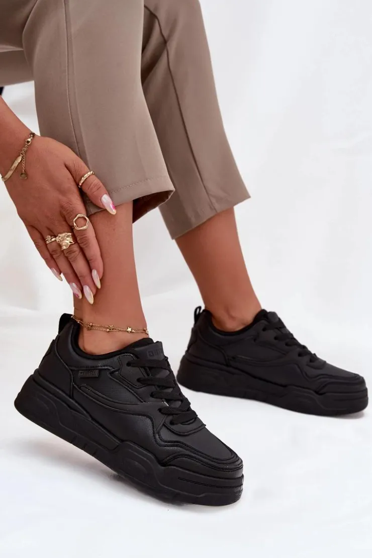 Discount Big Star Shoes Sneakersy Damskie Na Platformie Big Star SS274589 HI-POLY SYSTEM Czarne Czarny