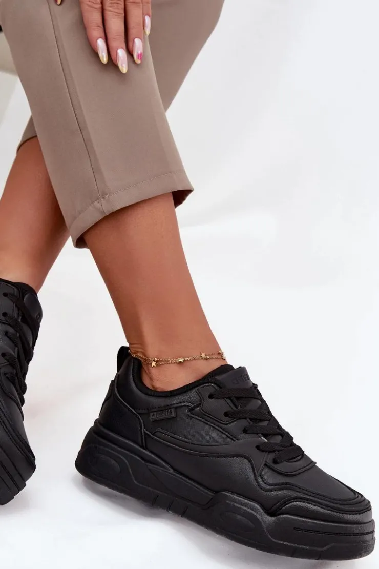 Discount Big Star Shoes Sneakersy Damskie Na Platformie Big Star SS274589 HI-POLY SYSTEM Czarne Czarny
